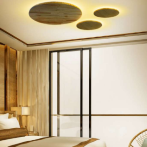 Sobrepor Rebatedor Circular Teto Madeira & Led